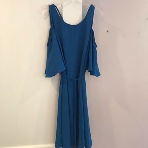 Blue Cold Shoulder Mini Dress